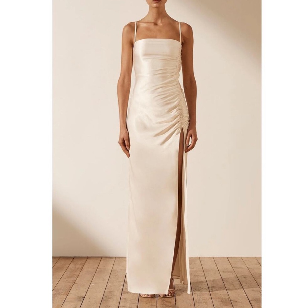 NWT Shona Joy La Lune Ruched Maxi Dress in Cream US Size: 2